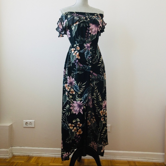 American Eagle Off Shoulder Long Floral Dress - Picture 1 of 6